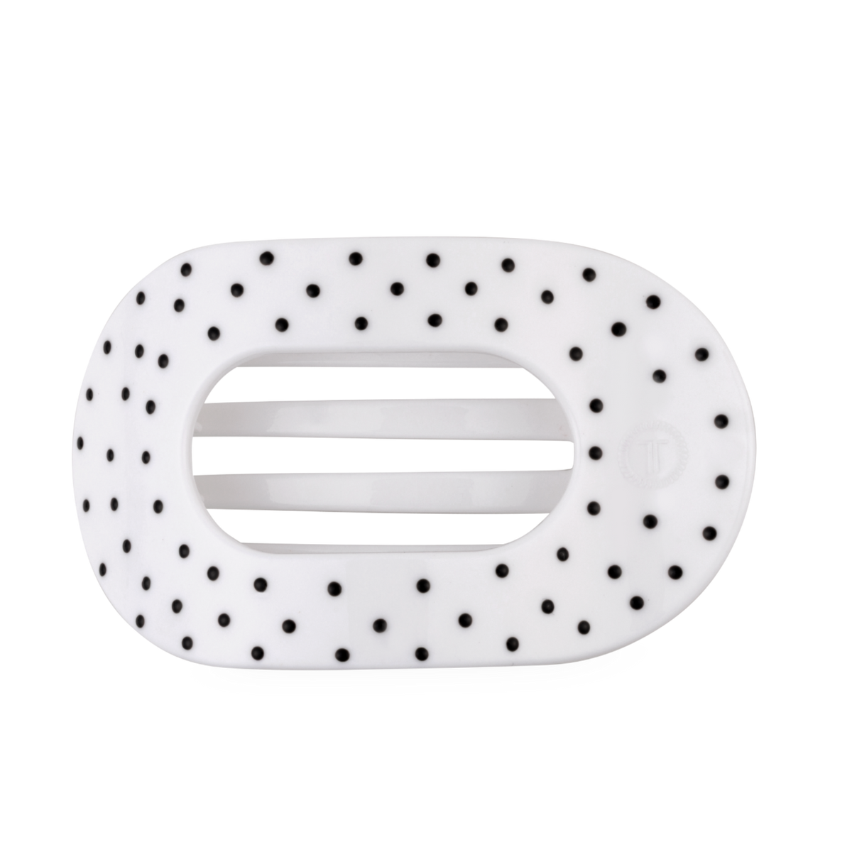 TELETIES - White Polka Dot Party Large Flat Round Hair Clip
