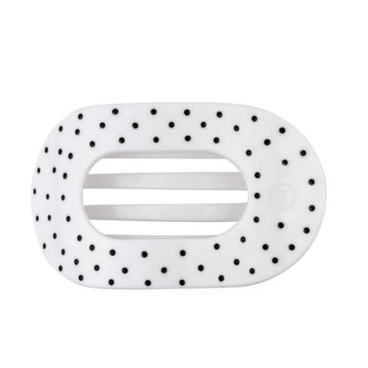 TELETIES - White Polka Dot Party Large Flat Round Hair Clip