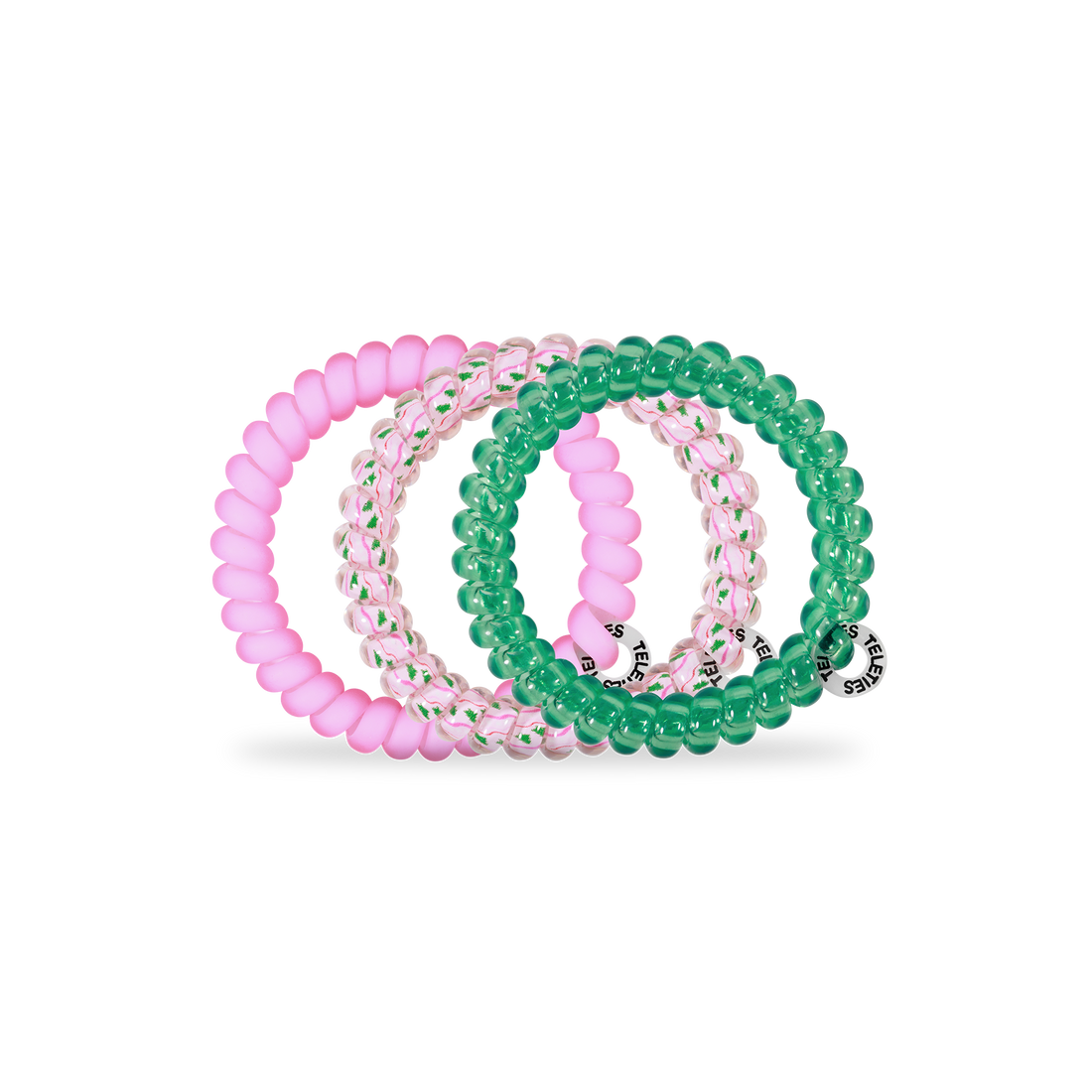 TELETIES - Spiral Hair Coils | Small | Merry Pinkmas Hair Ties