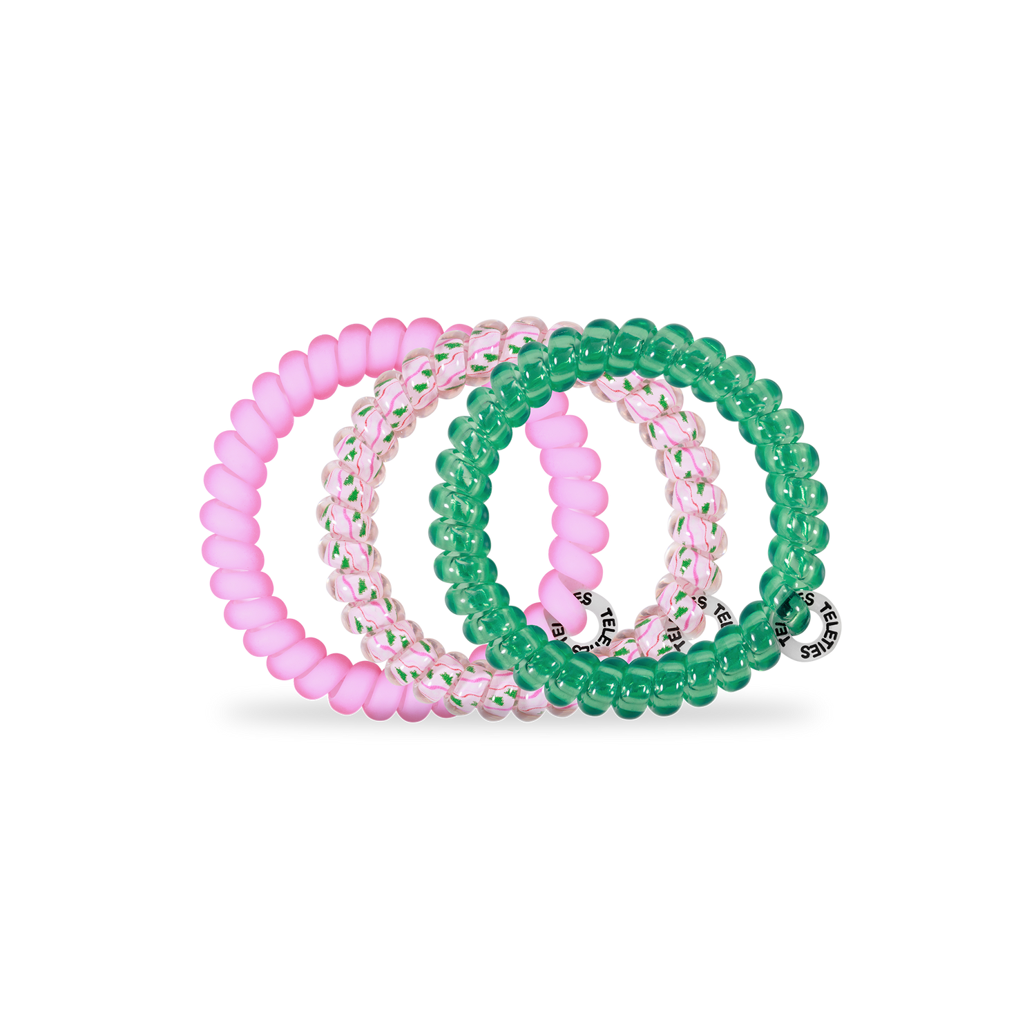 TELETIES - Spiral Hair Coils | Small | Merry Pinkmas Hair Ties