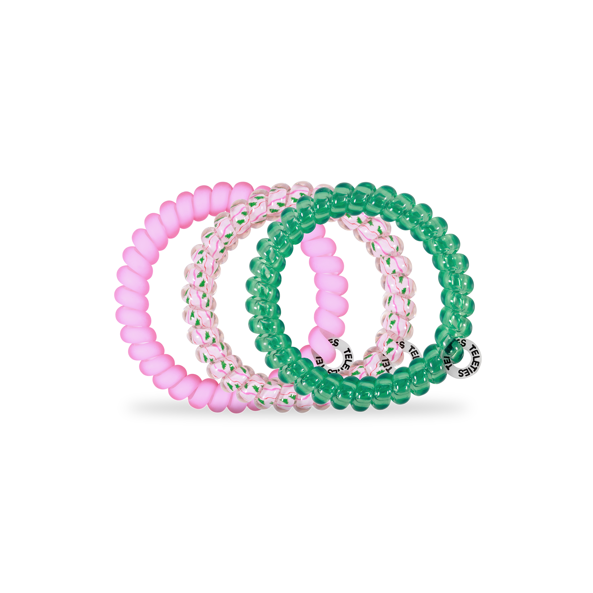 TELETIES - Spiral Hair Coils | Small | Merry Pinkmas Hair Ties