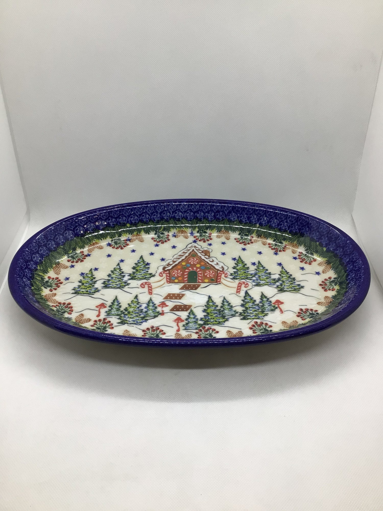KALICH Gingerbread House Oval Platter