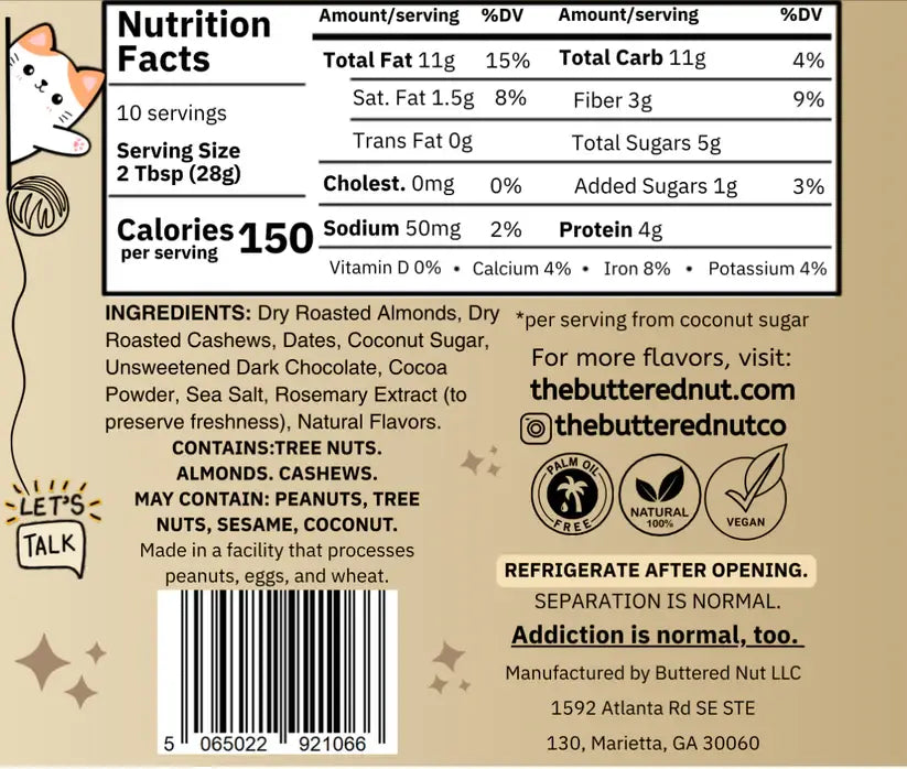 The Buttered Nut - Sea Salt Brownie Batter Nut Butter