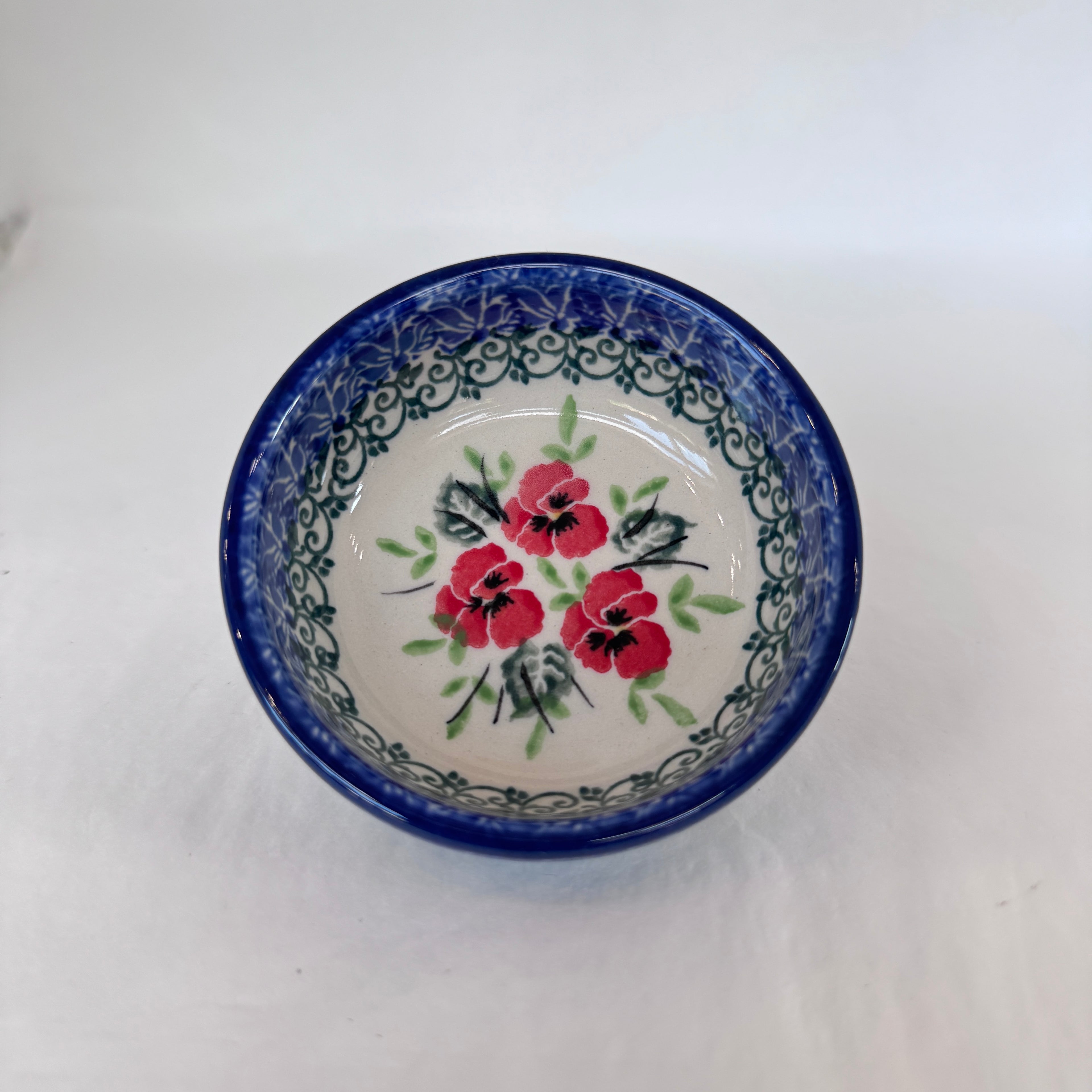 Red Pansy Tiny Round Bowl 3.5"