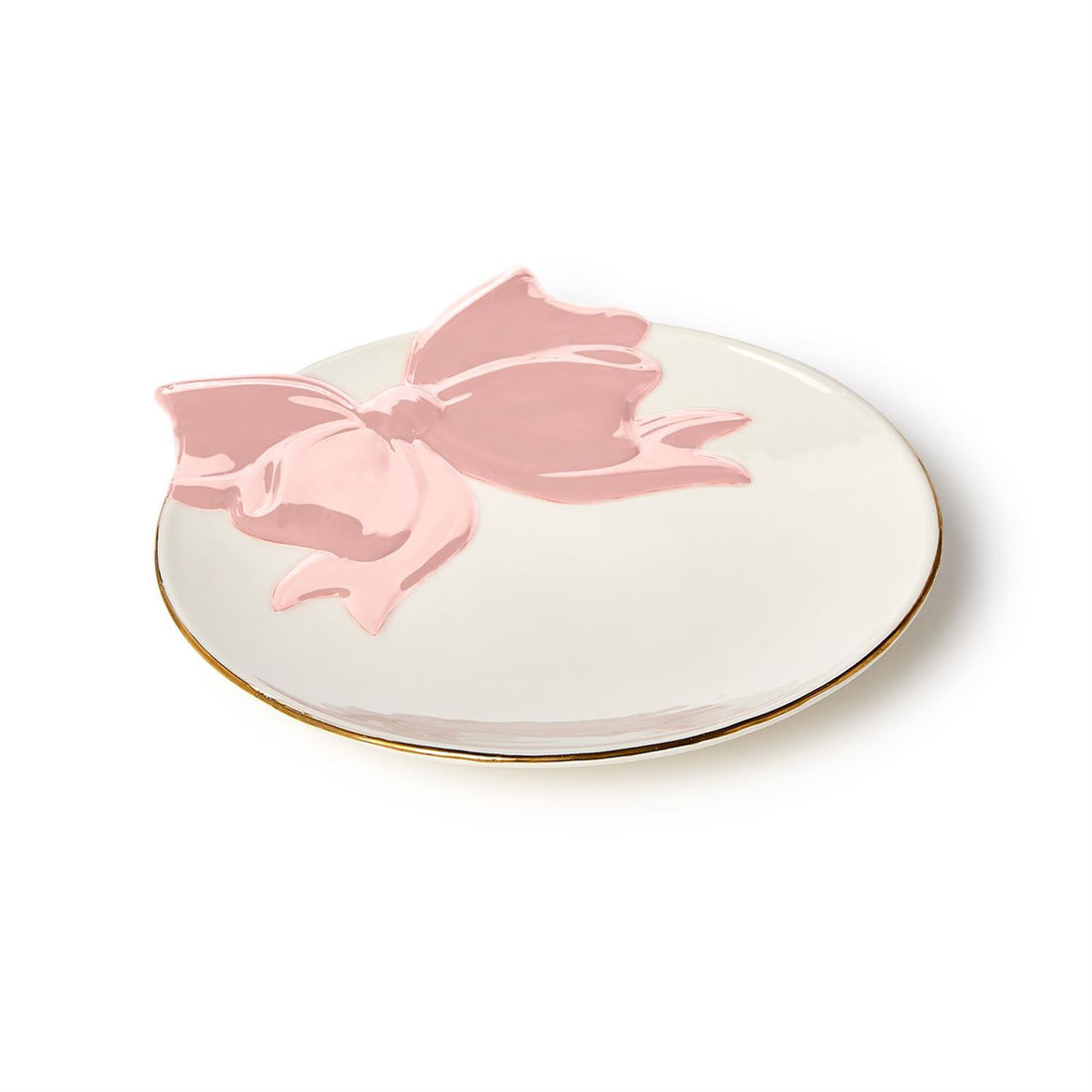 Bow Tidbit Plate with Gold Rim