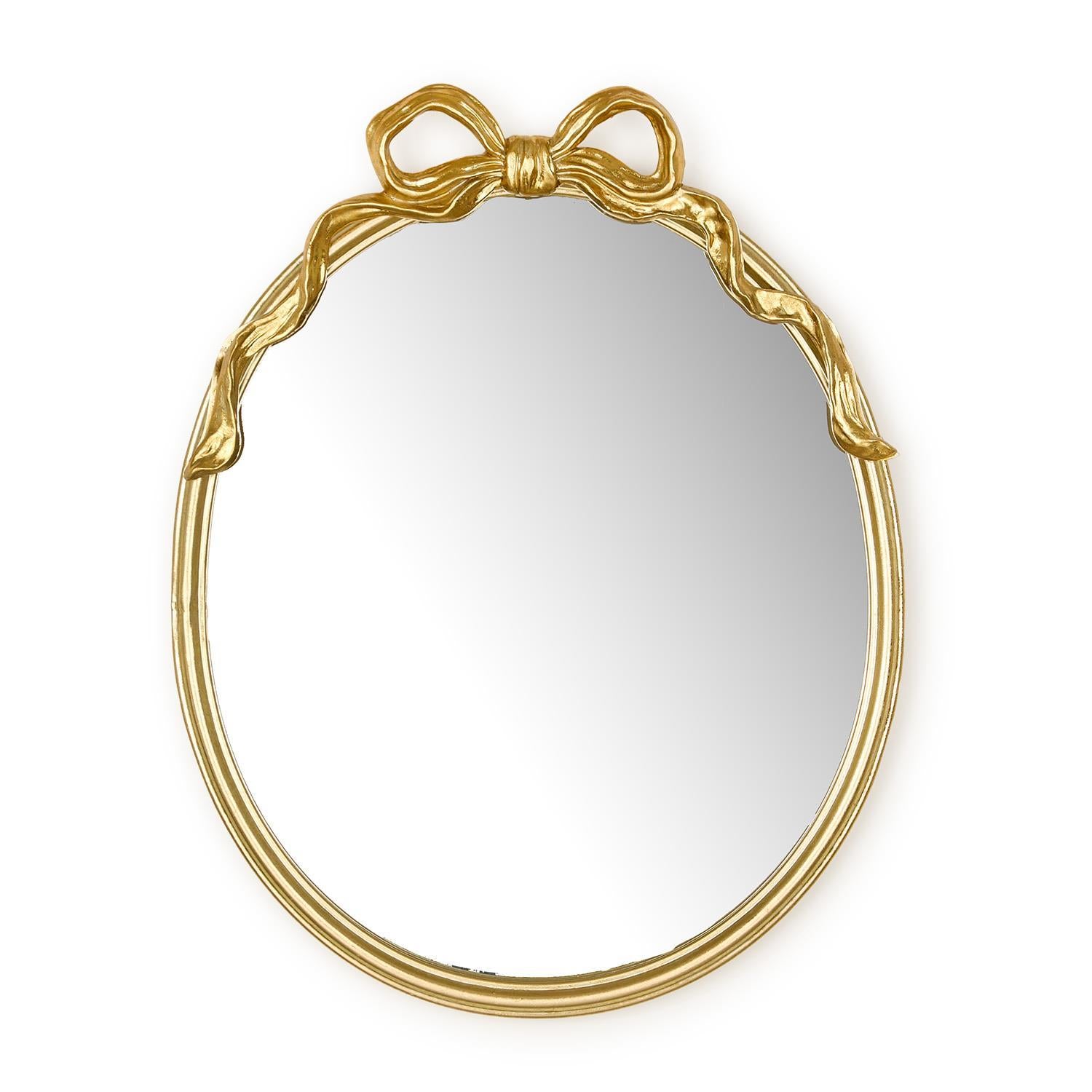 Gold Oval Mirror with Bow