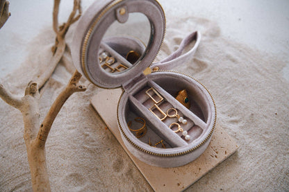 Round Velvet Jewelry Travel Case