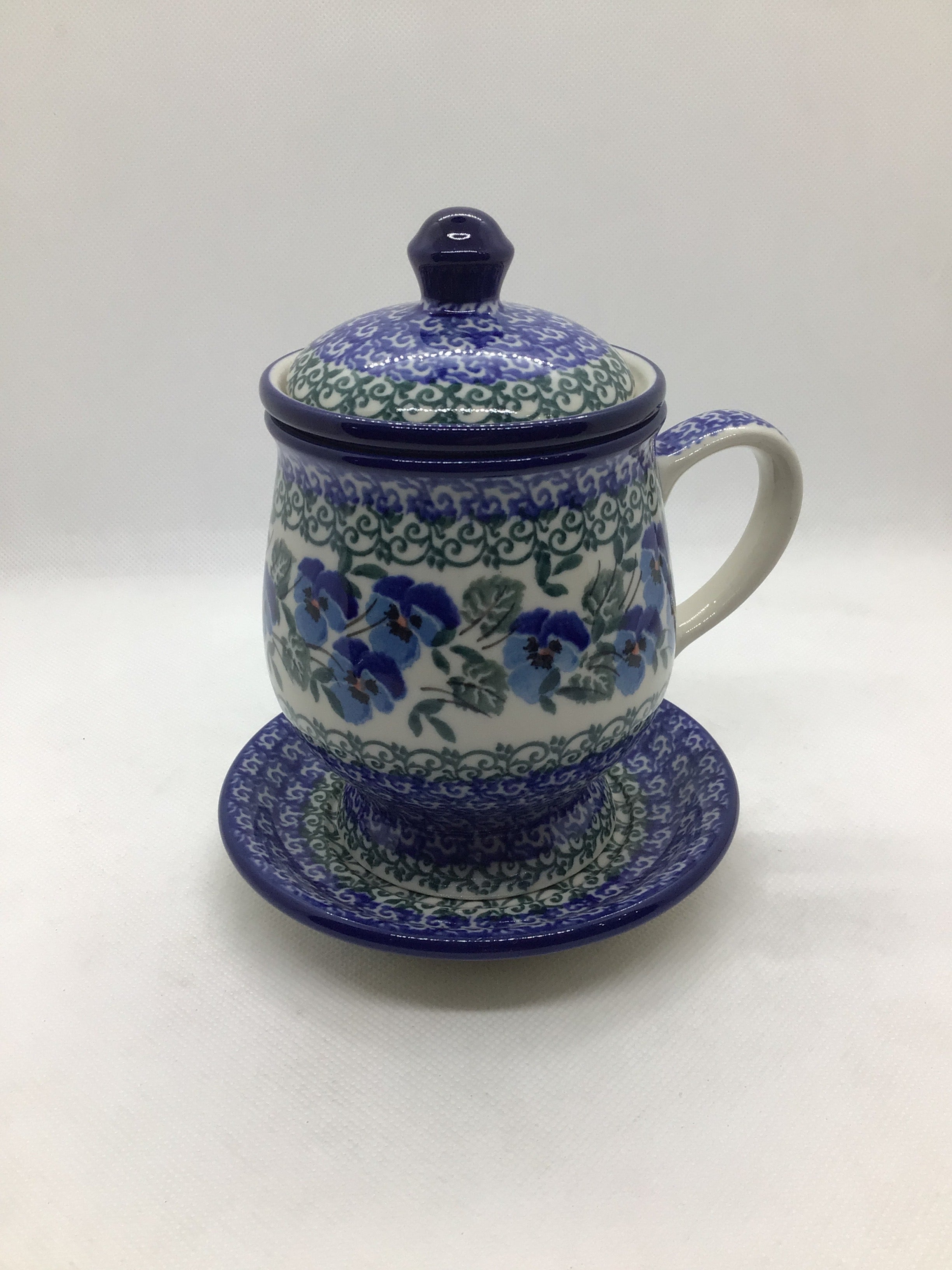 Winter Viola Mug w/Infuser and Saucer 12oz