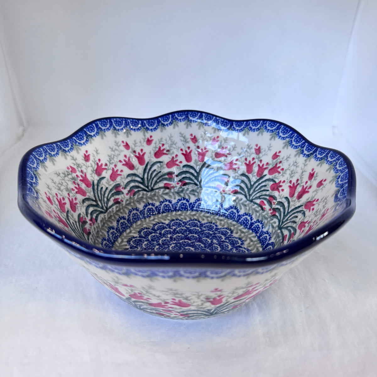 Crimson Bells Wavy Edge Bowl 8"