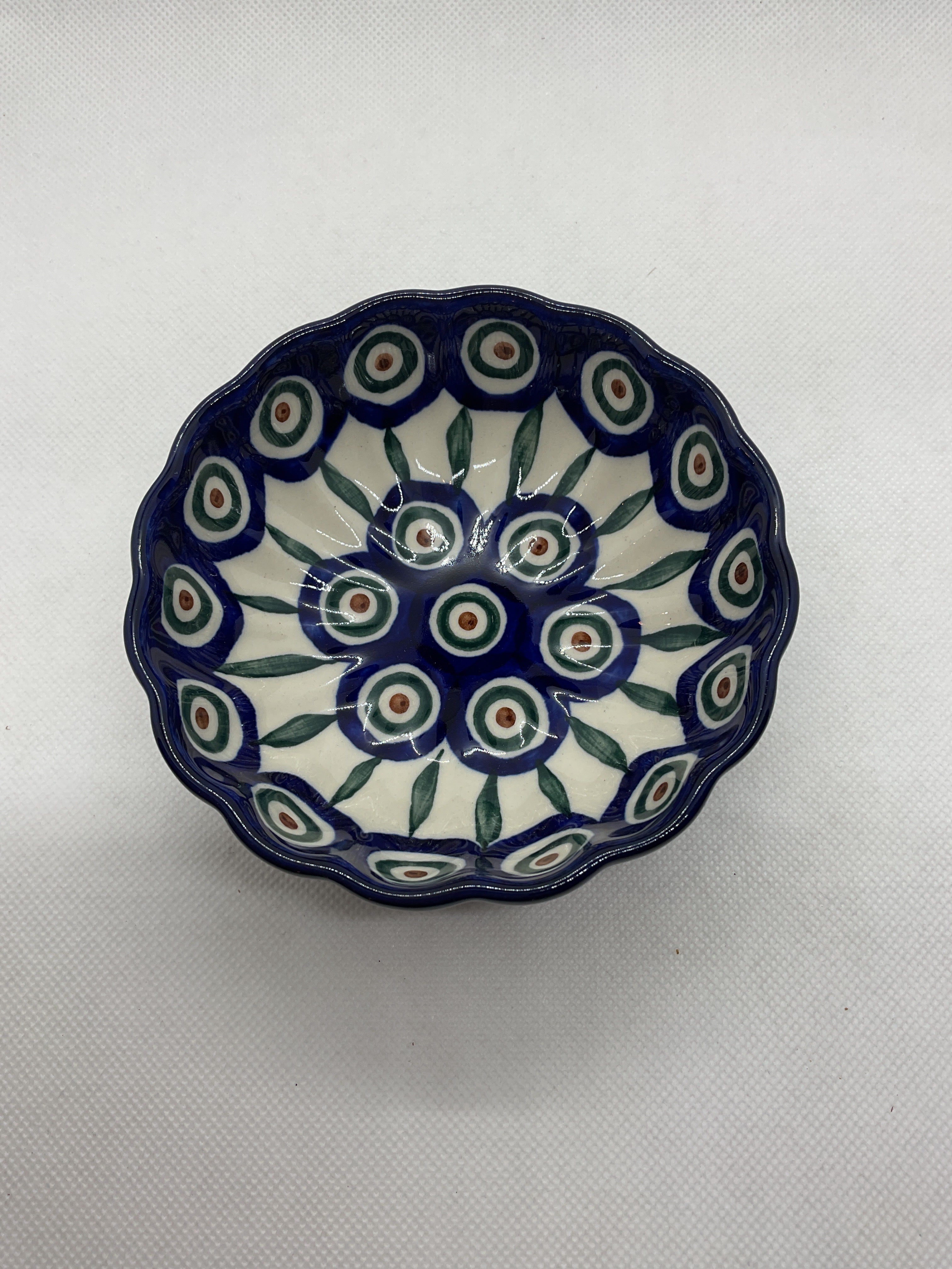 Traditional Peacock Scalloped Bowl 4.5&quot;