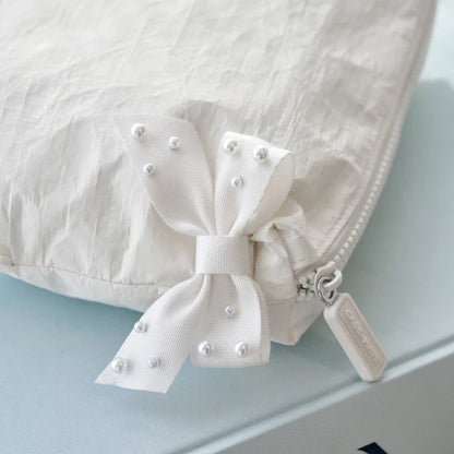 Case-Mate Essential Beach Bow Zip Pouch -  Ivory Shine