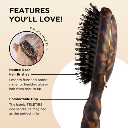 TELETIES - Boar Bristle Hair Brush | Tortoise