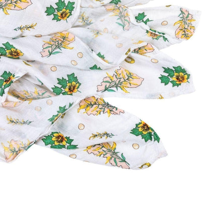 Little Hometown - Kentucky Baby (Floral) Muslin Swaddle Receiving Blanket Breathable and Lightweight