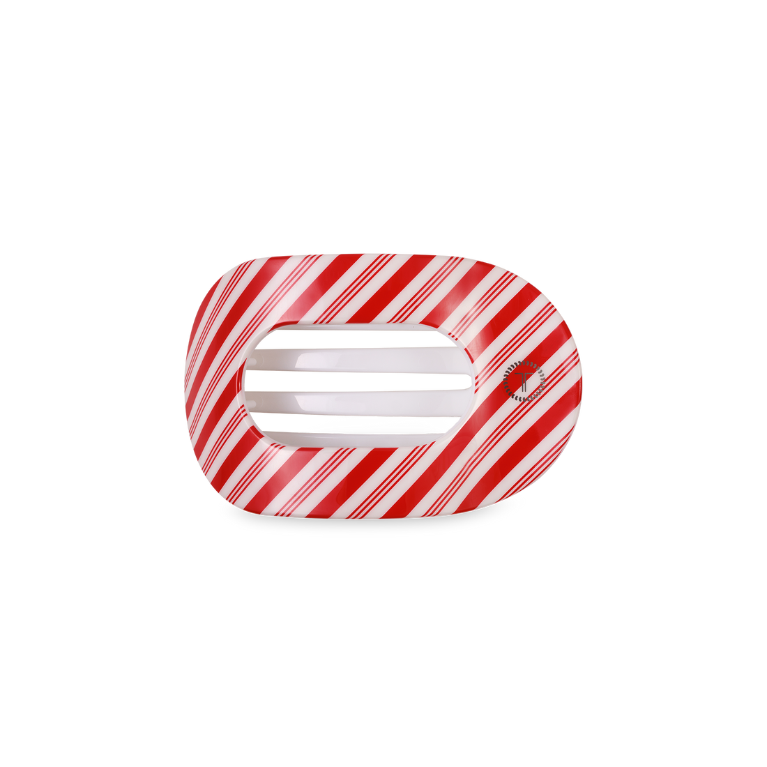 TELETIES - Flat Round Hair Clip | Small | Candy Cane Crush