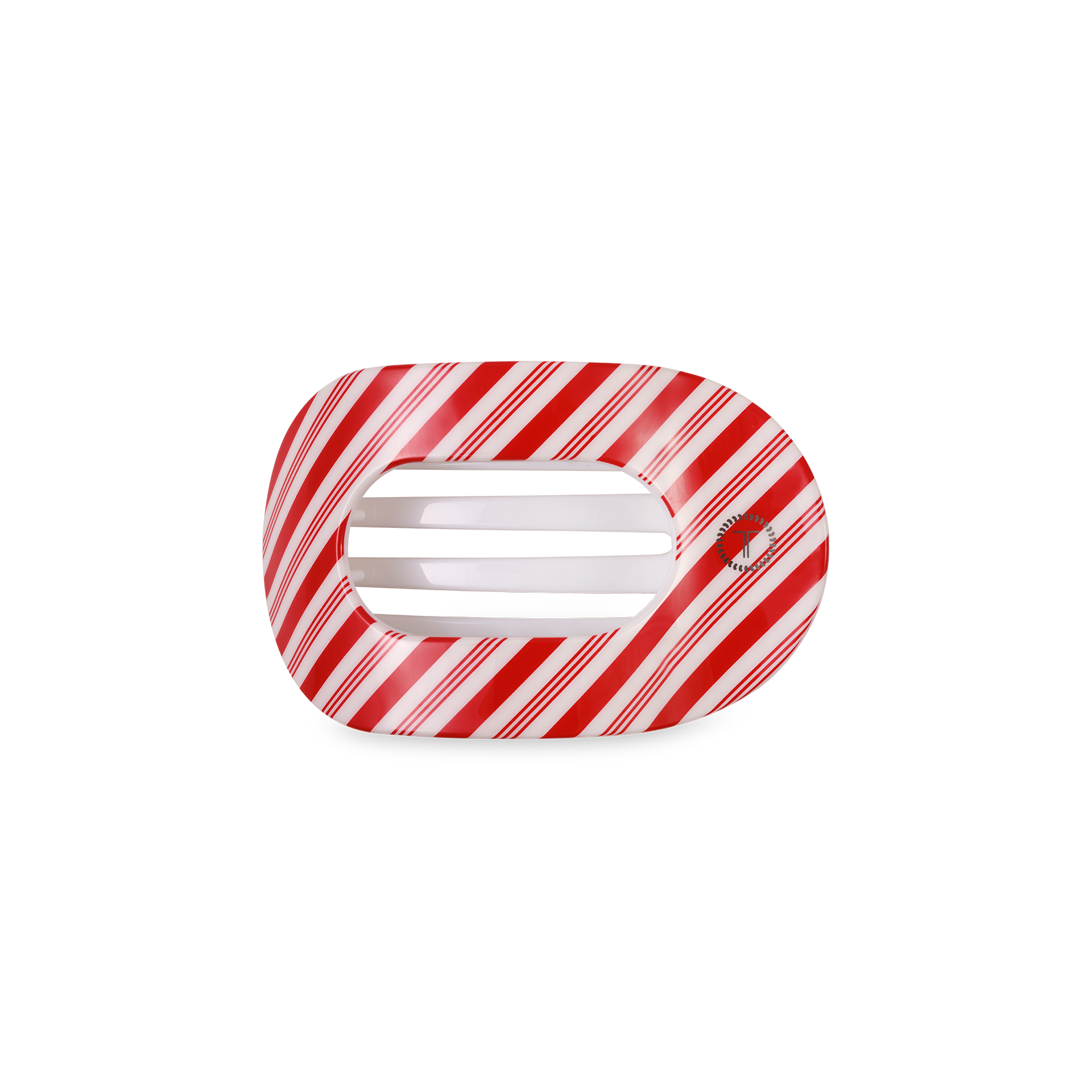 TELETIES - Flat Round Hair Clip | Small | Candy Cane Crush