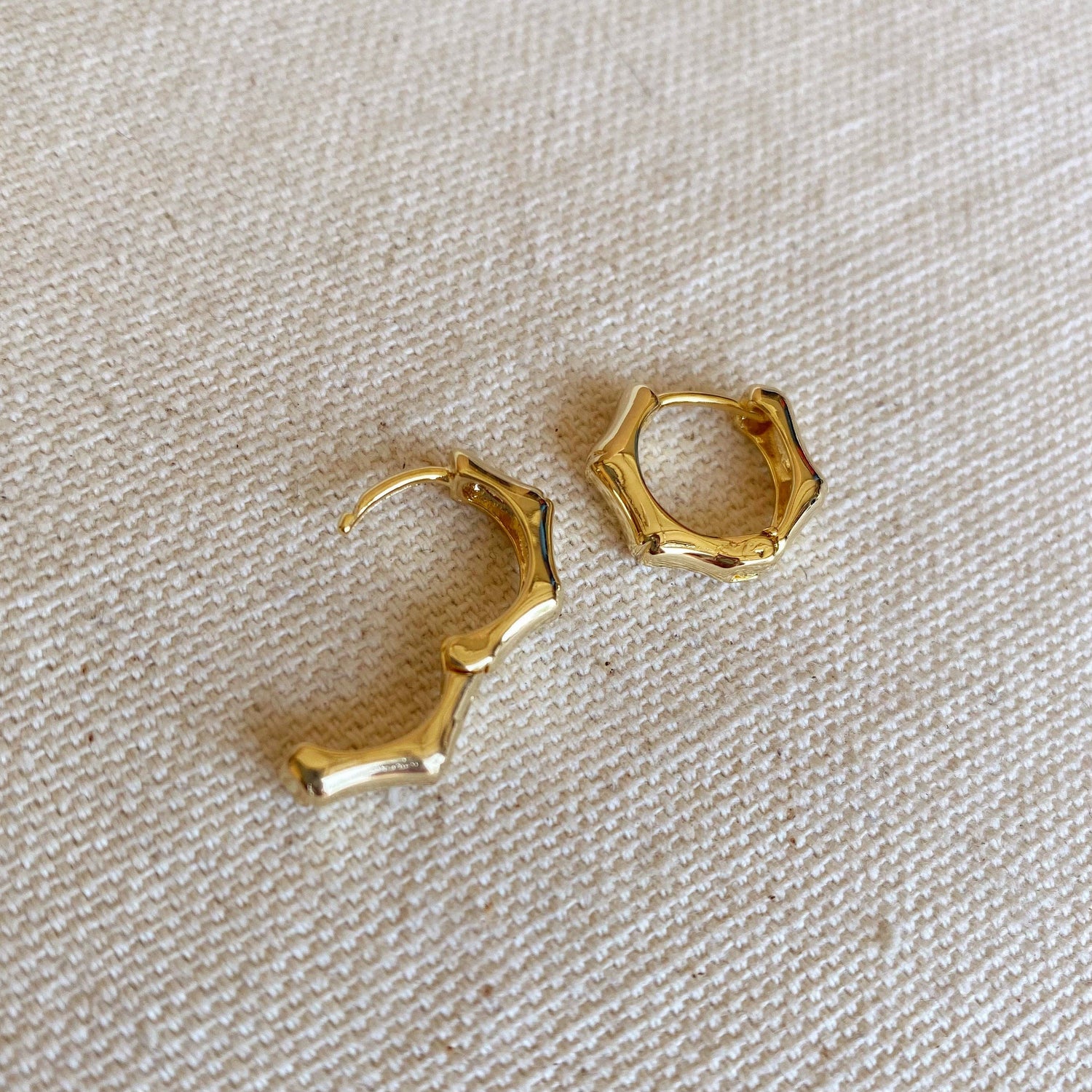 GoldFi - 18k Gold Filled Bamboo Clicker Hoop Earrings