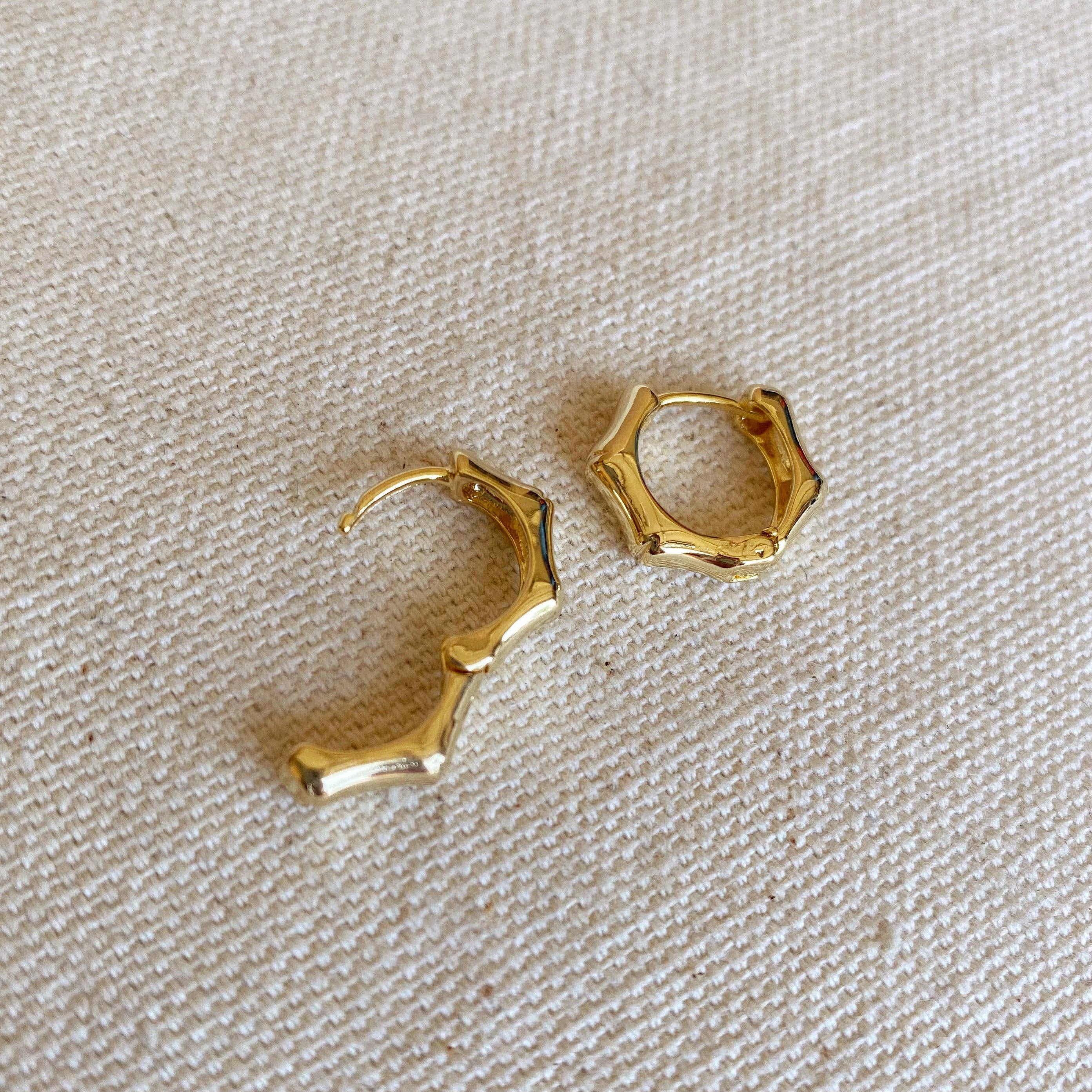 GoldFi - 18k Gold Filled Bamboo Clicker Hoop Earrings
