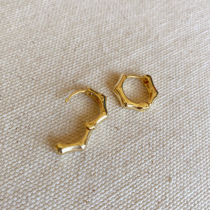 GoldFi - 18k Gold Filled Bamboo Clicker Hoop Earrings