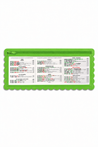 Girl Tribe Co - Splash-Proof Mahjong Card Holder for Pool Mahjong - Green Scallops STANDARD SIZE