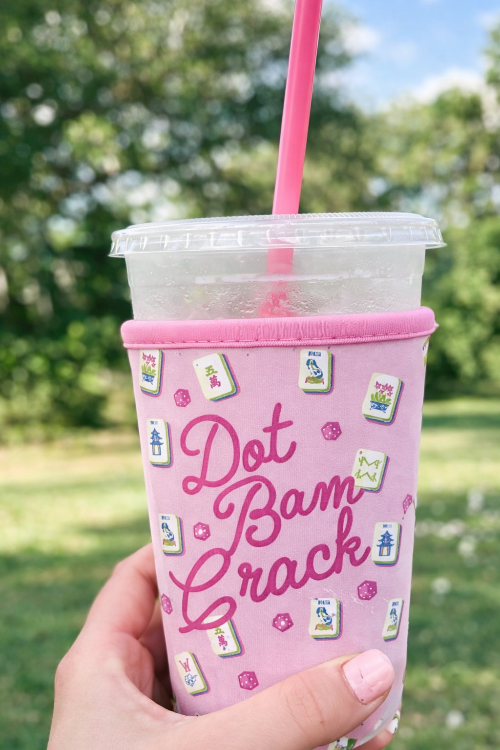 Girl Tribe Co - Iced Coffee Sleeve - Dot Bam Crack Mahjong Theme
