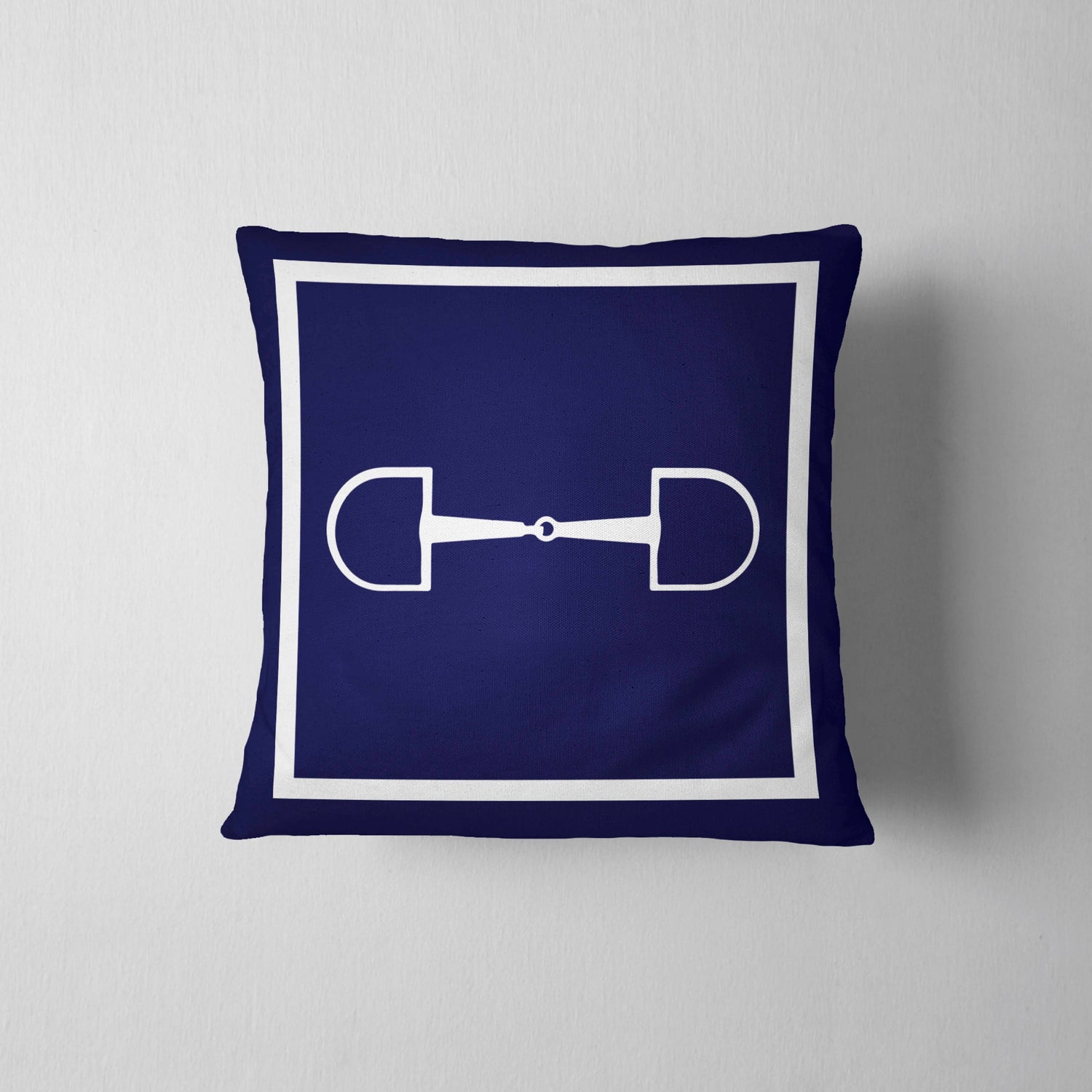 Barrel Down South - Horse Bit Horse Navy Pillow