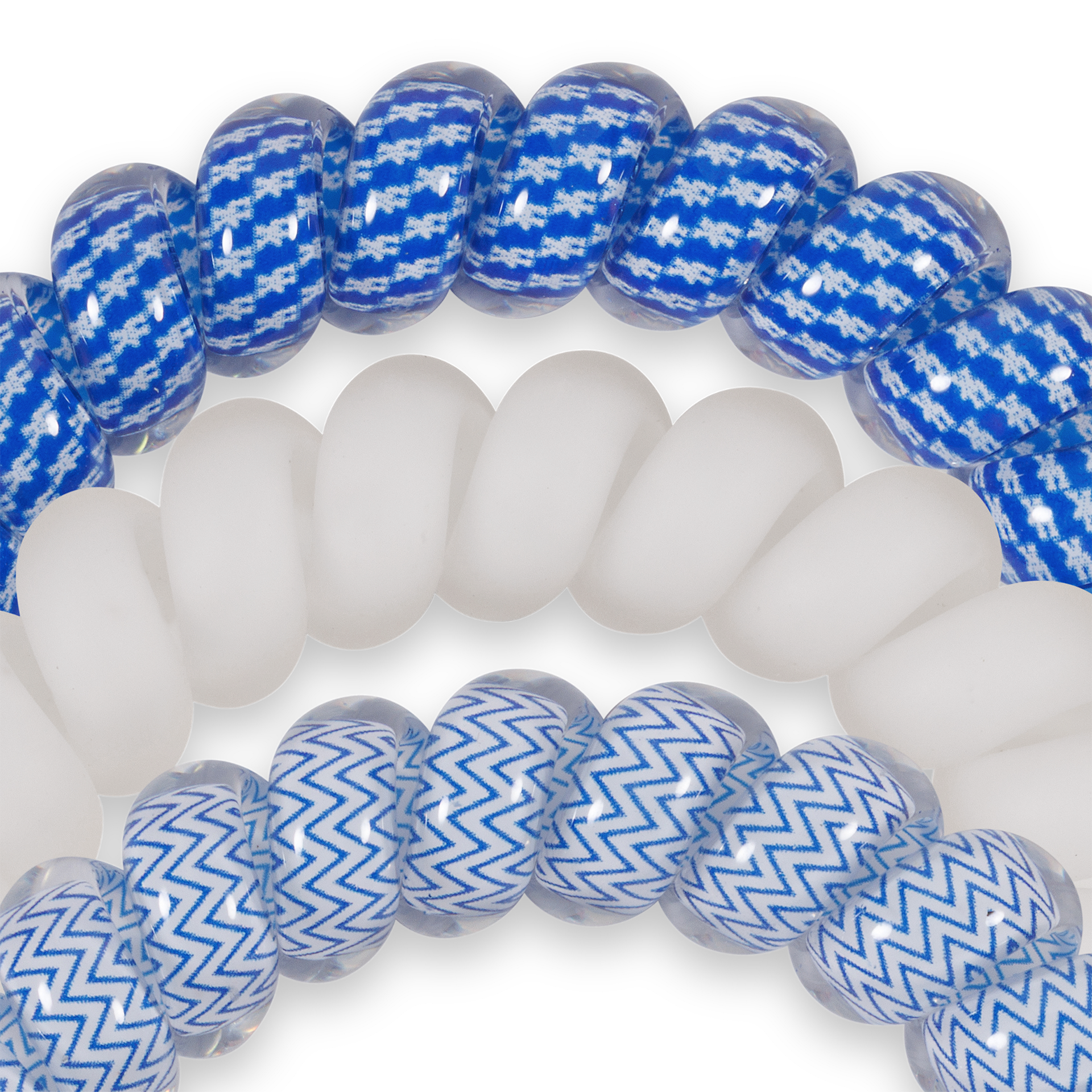 TELETIES - Spiral Hair Coils | Large | Go Big Blue! Hair Ties