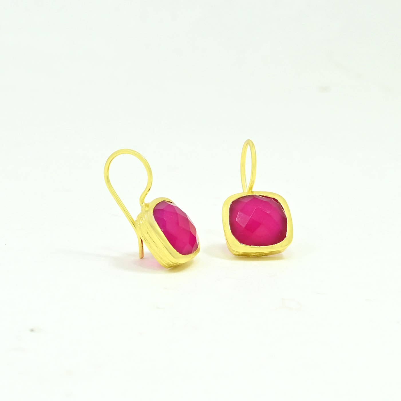 Dolce Earring Gold Plated - Pink Jade