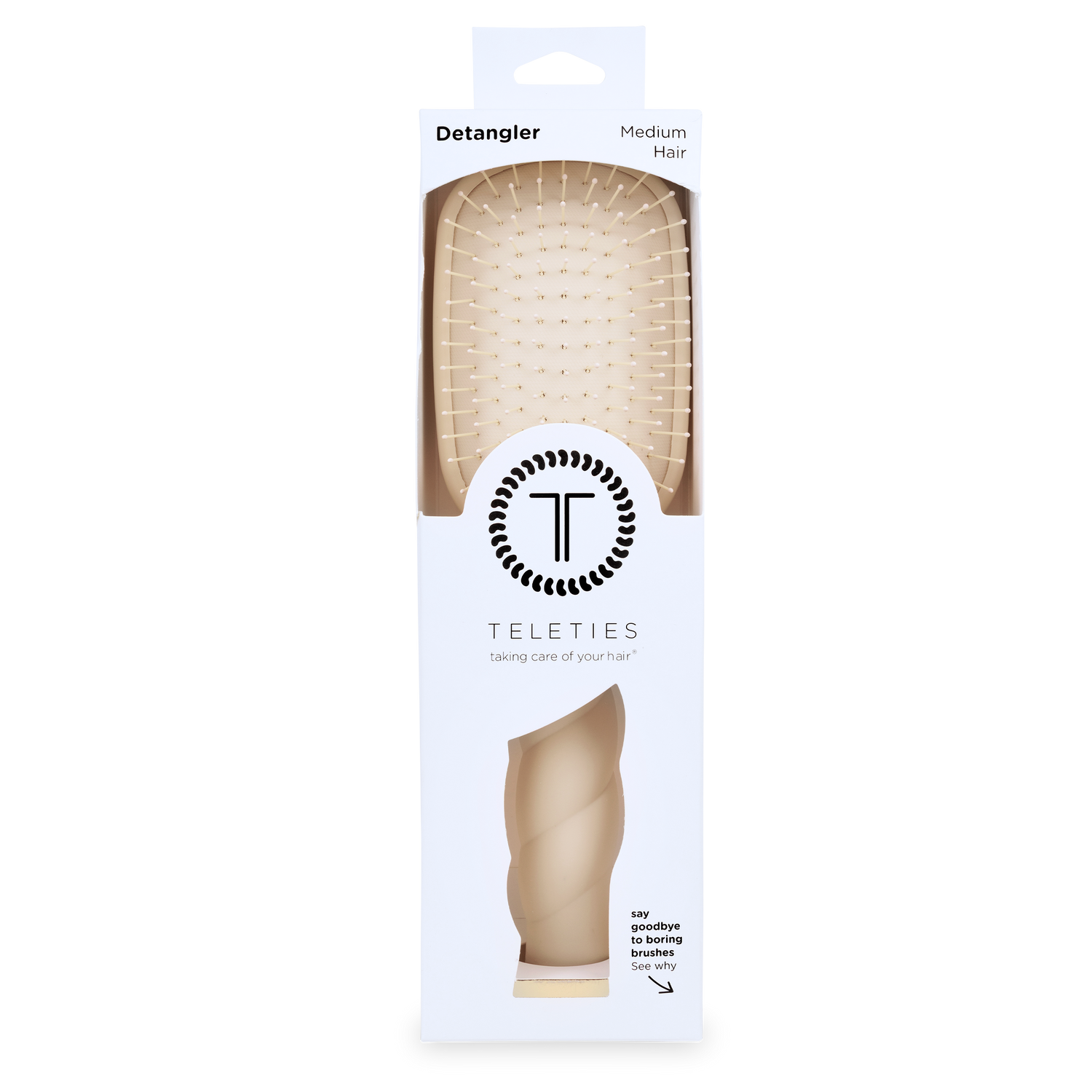 TELETIES - Detangler Hair Brush for Medium Hair - Tan