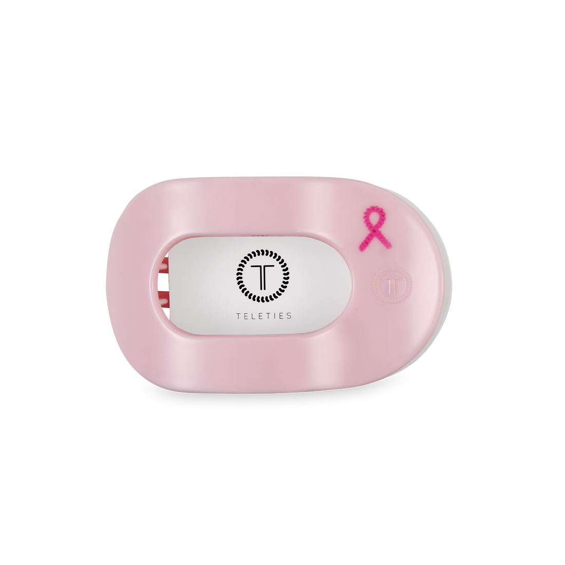 TELETIES - Flat Round Hair Clip | Small | Pink Ribbon Power