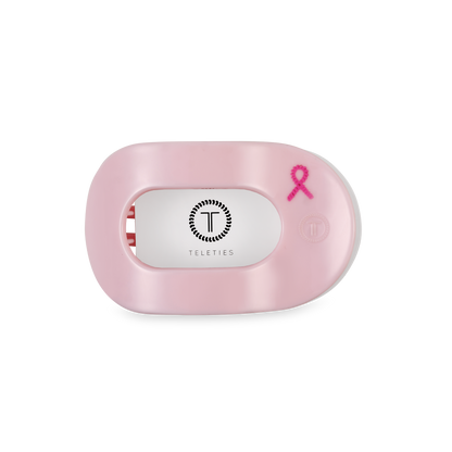 TELETIES - Flat Round Hair Clip | Small | Pink Ribbon Power
