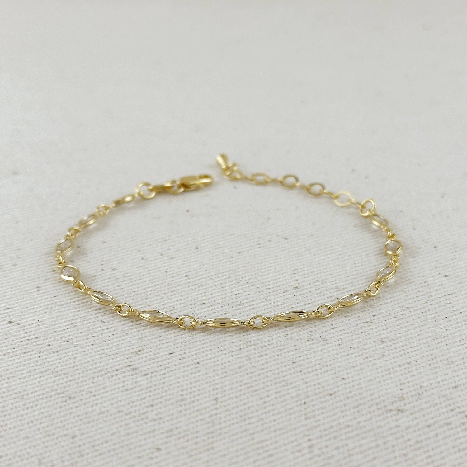 GoldFi - 18k Gold Filled Ellipse Bezel CZ Bracelet