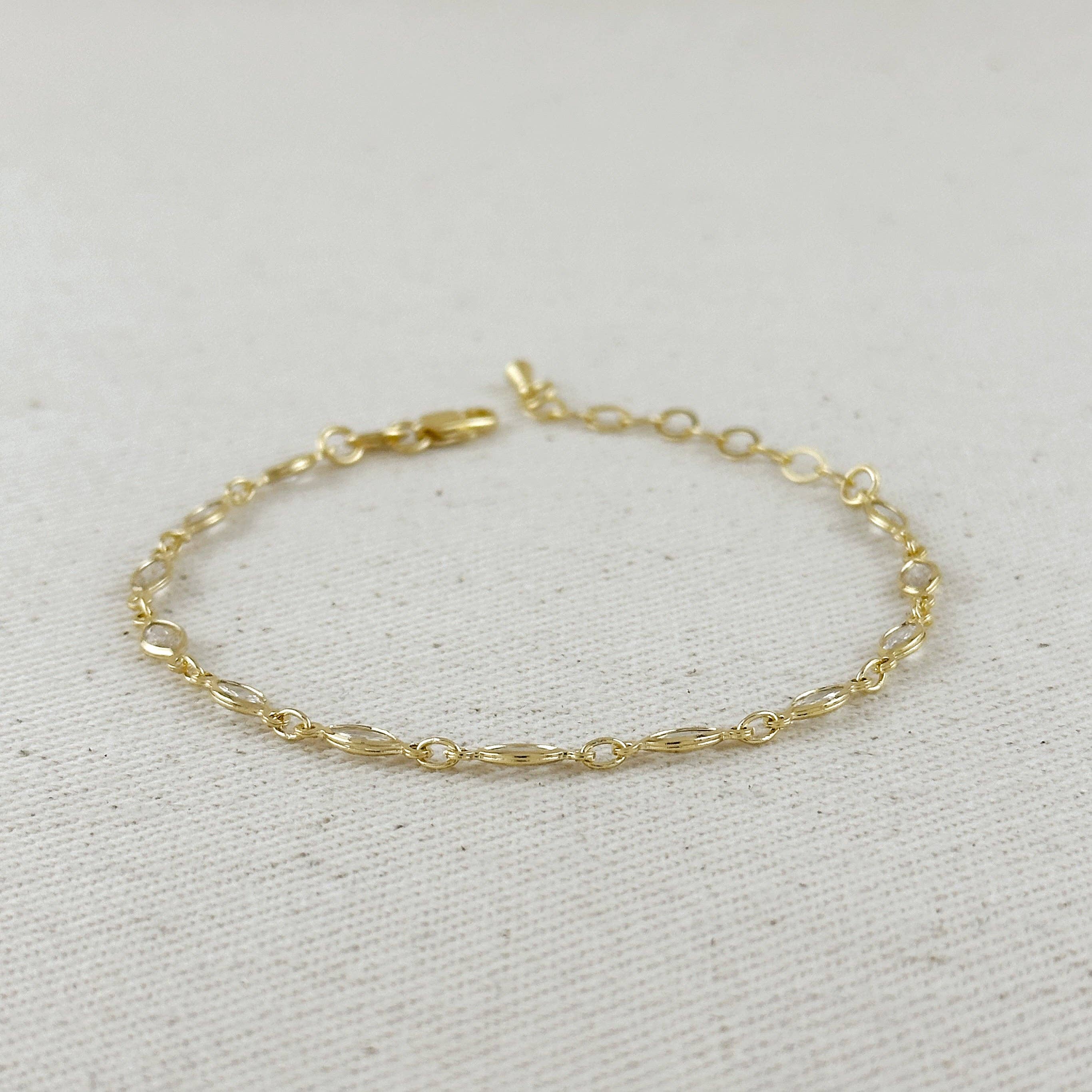 GoldFi - 18k Gold Filled Ellipse Bezel CZ Bracelet