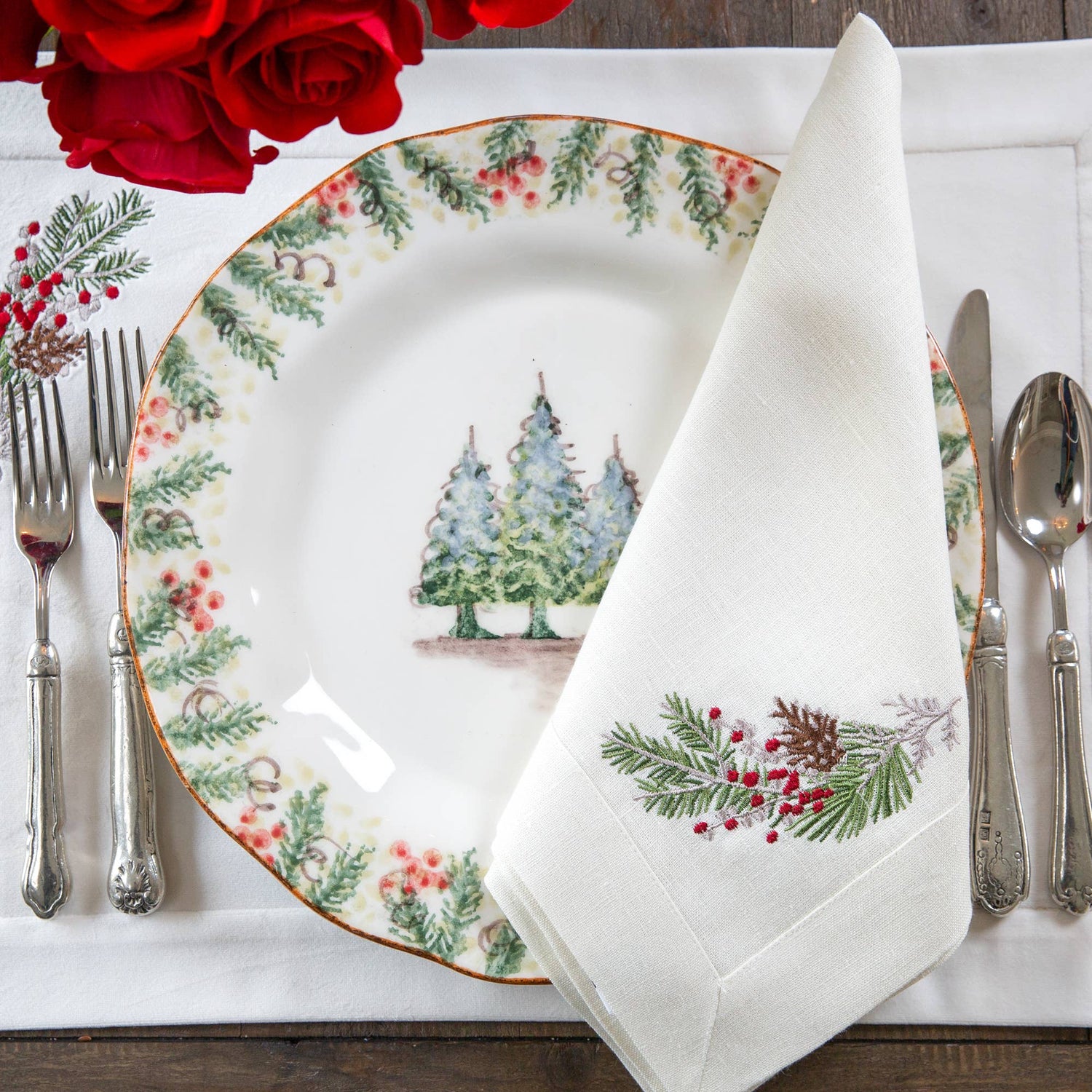 Arte Italica &amp; Crown Linen Designs - Natale Large Napkin