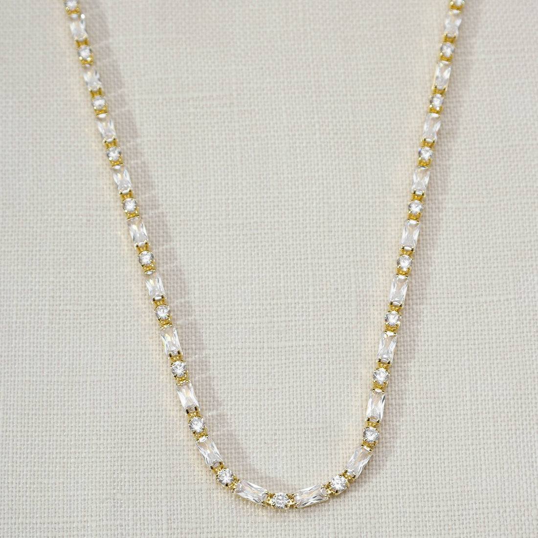 GoldFi - 18k Gold Filled Baguette and Round Cut Cubic Zirconia Choker Necklace