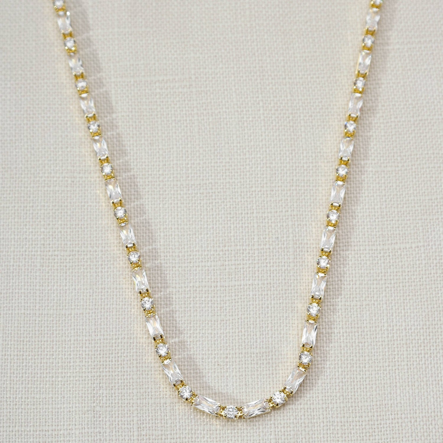 GoldFi - 18k Gold Filled Baguette and Round Cut Cubic Zirconia Choker Necklace