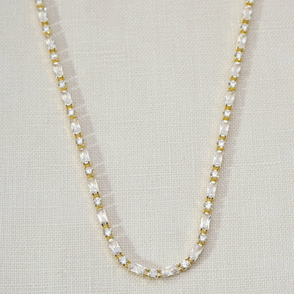 GoldFi - 18k Gold Filled Baguette and Round Cut Cubic Zirconia Choker Necklace