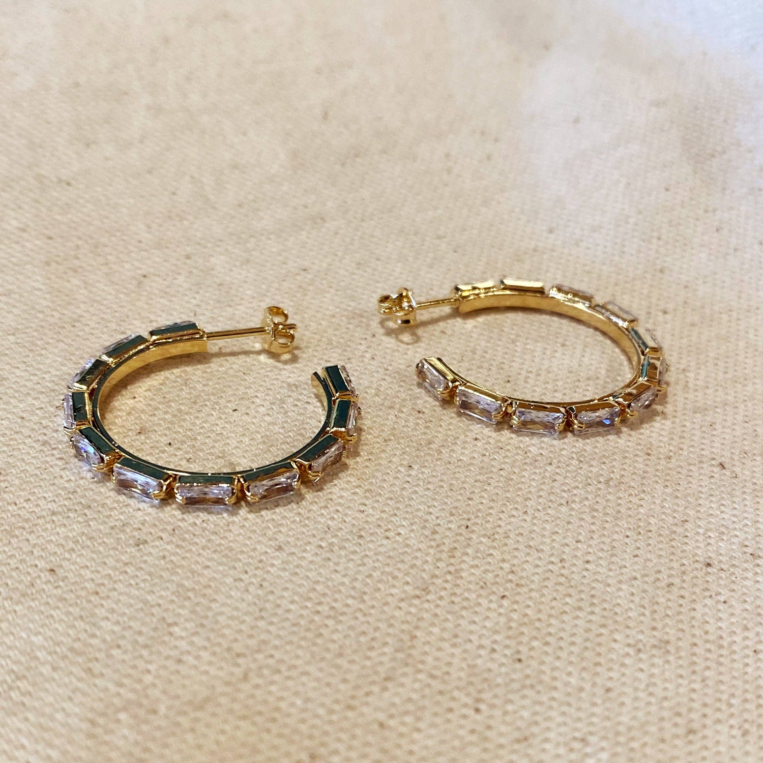 GoldFi - 18k Gold Filled Baguette Cubic Zircon Hoop Earrings