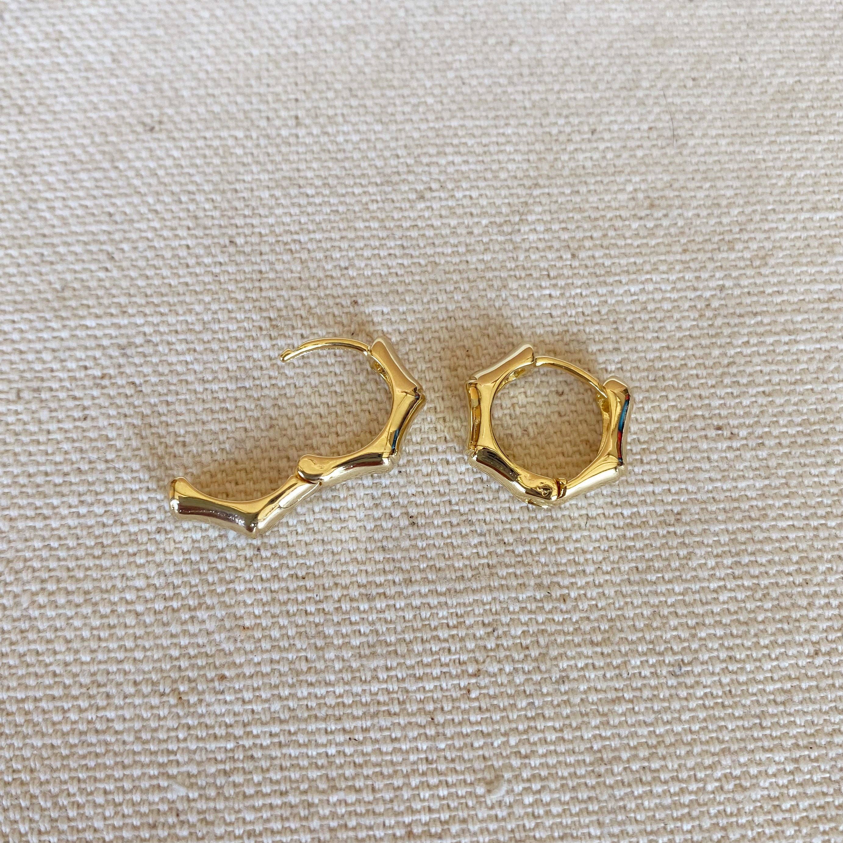 GoldFi - 18k Gold Filled Bamboo Clicker Hoop Earrings