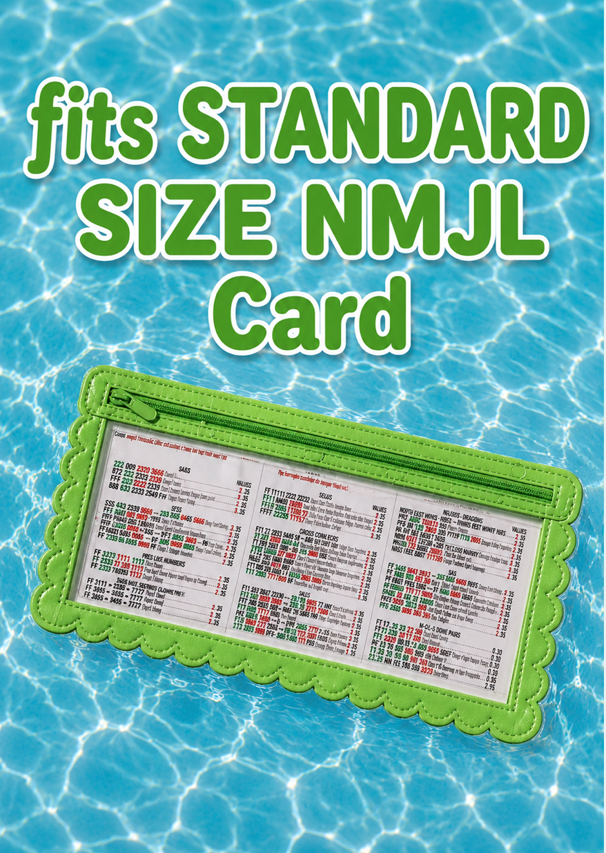 Girl Tribe Co - Splash-Proof Mahjong Card Holder for Pool Mahjong - Green Scallops STANDARD SIZE