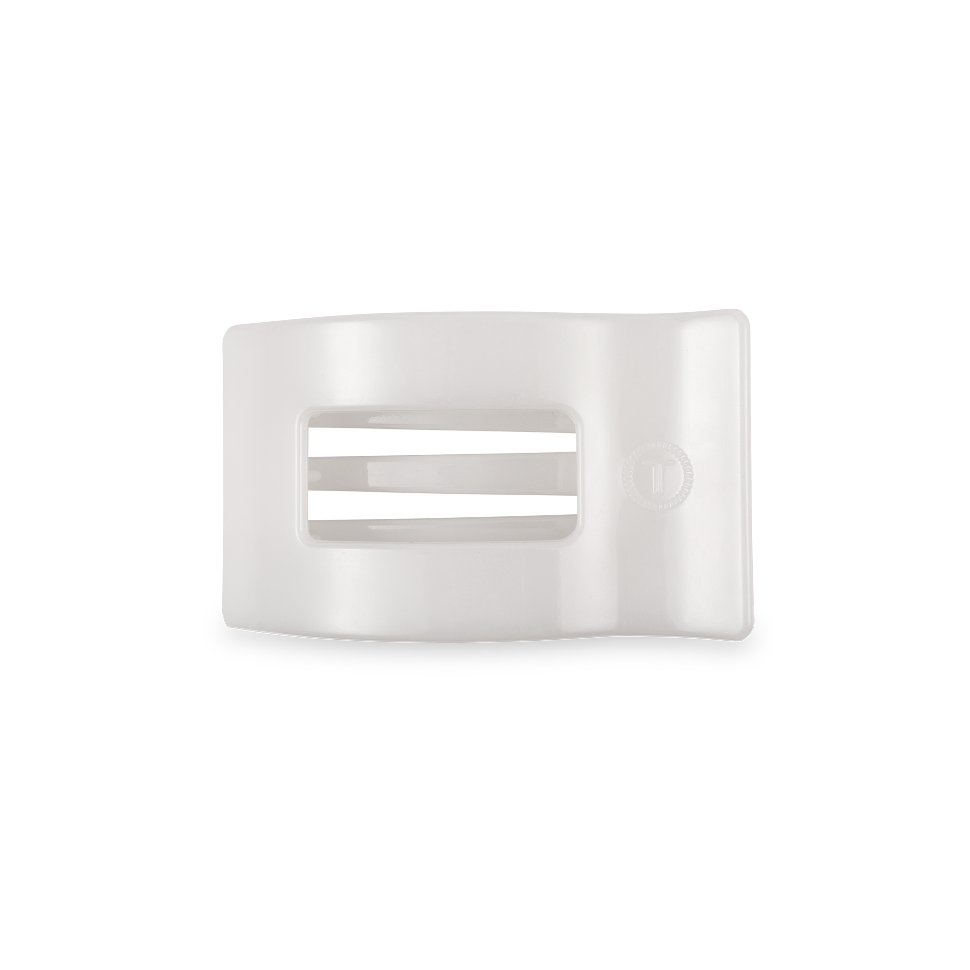 TELETIES - Flat Rectangle Hair Clip | Small | Coconut White
