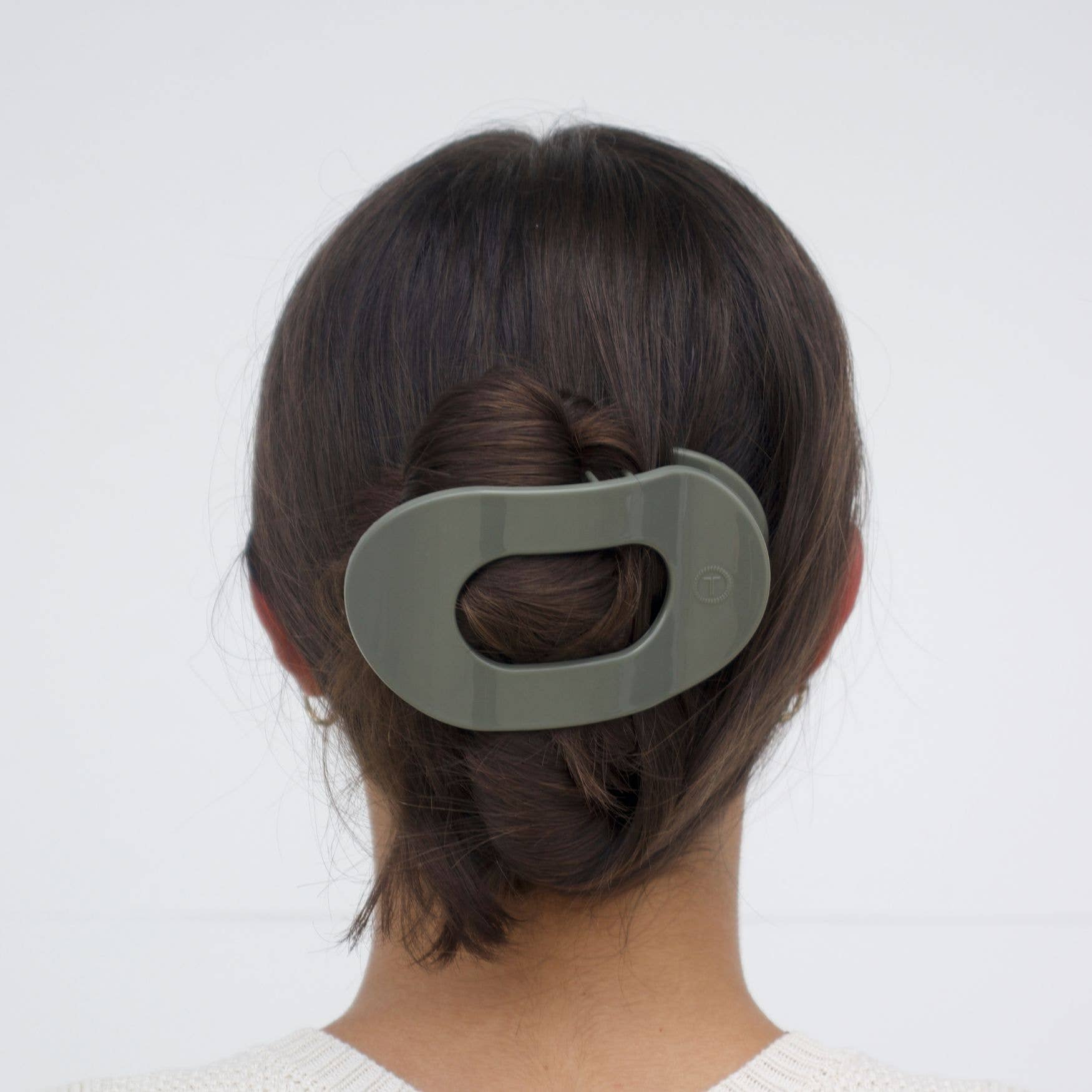 TELETIES - Flat Round Hair Clip | Large | Sage It Ain&