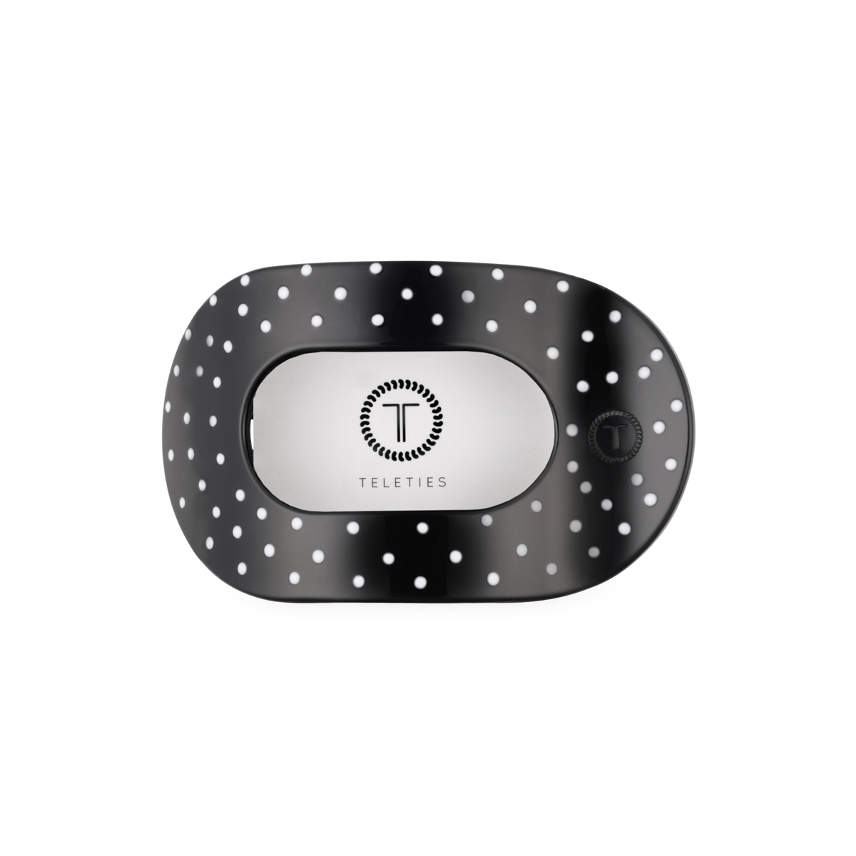 TELETIES - Black Polka Dot Party Medium Flat Round Hair Clip