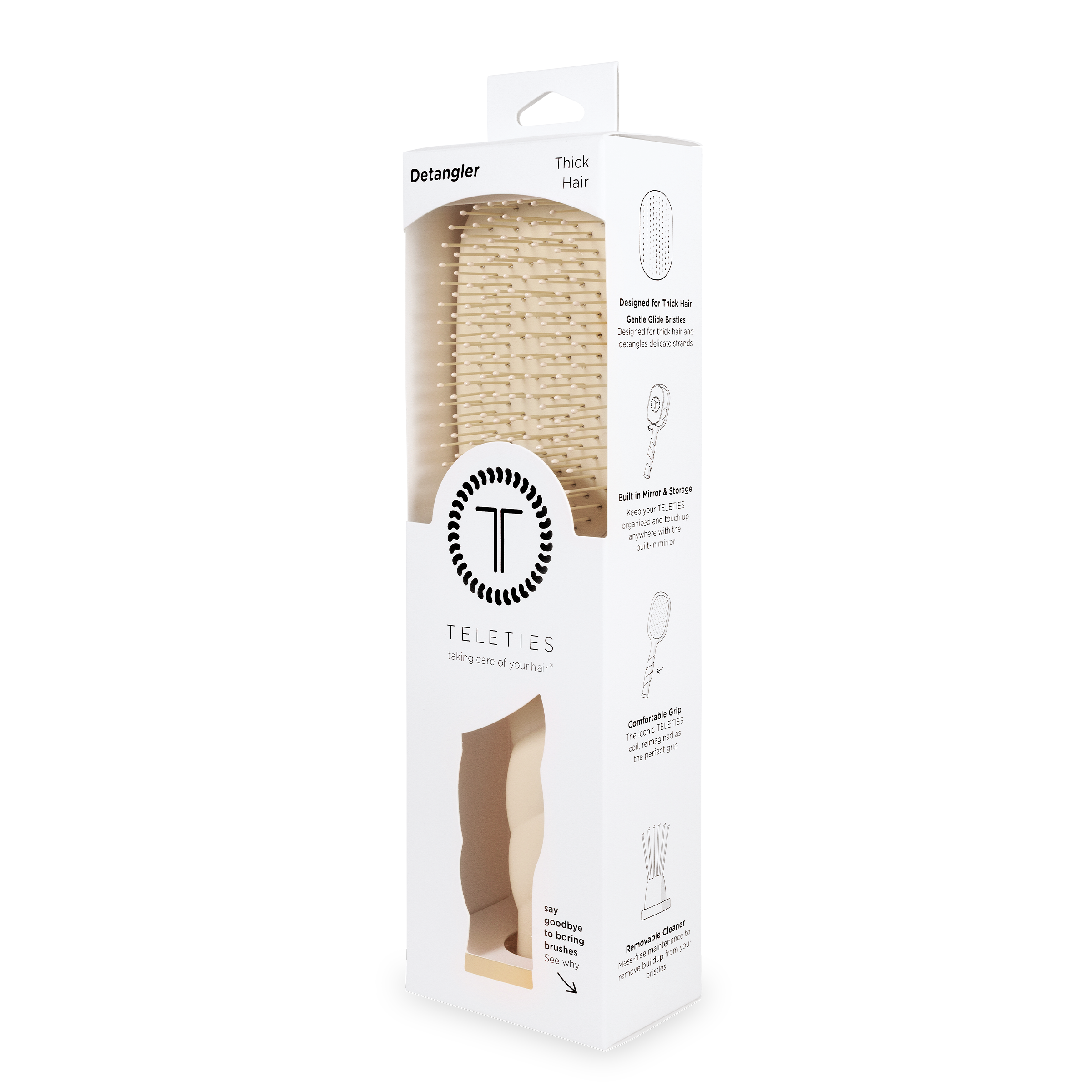 TELETIES - Detangler Hair Brush for Thick Hair - Tan