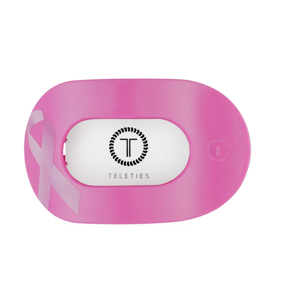 TELETIES - Breast Cancer Awareness | Large | Flat Round Hair Clip
