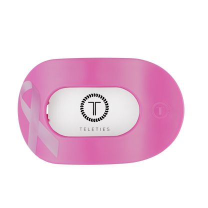 TELETIES - Breast Cancer Awareness | Large | Flat Round Hair Clip