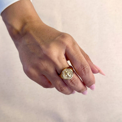 GoldFi - 18k Gold Filled Saint Benedict Signet Ring