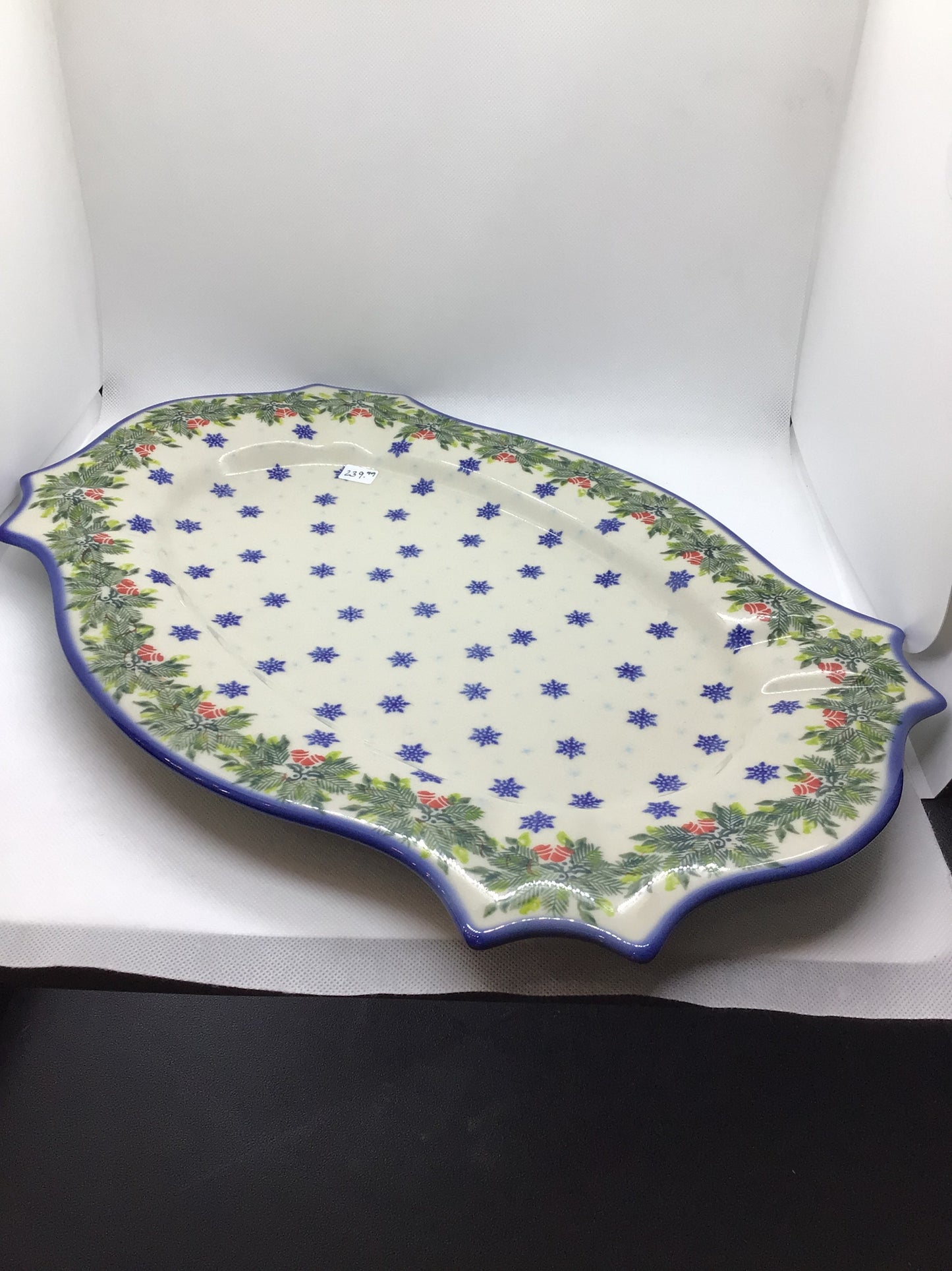 KALICH Christmas Bells Oval Scalloped Platter