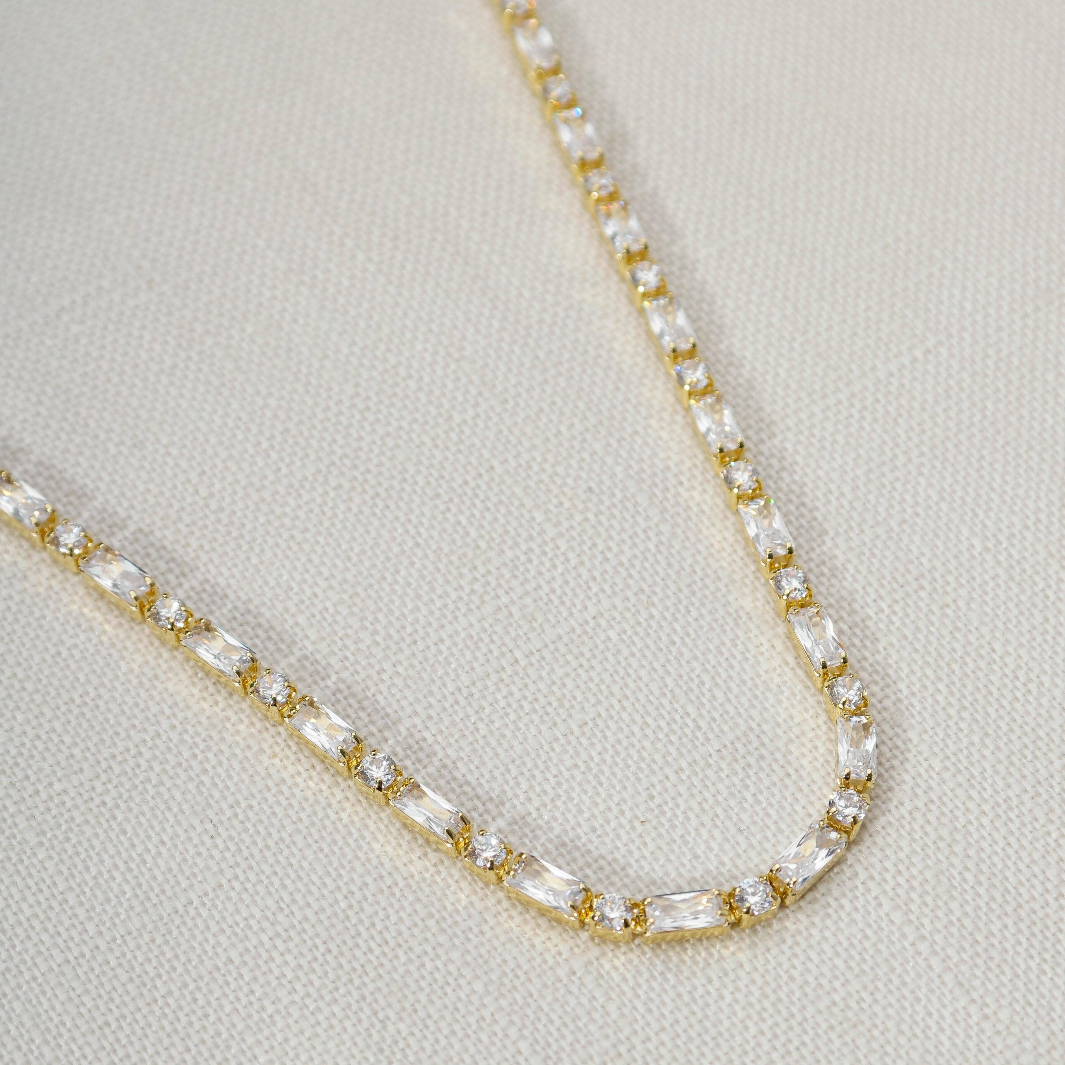 GoldFi - 18k Gold Filled Baguette and Round Cut Cubic Zirconia Choker Necklace