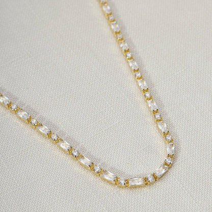 GoldFi - 18k Gold Filled Baguette and Round Cut Cubic Zirconia Choker Necklace