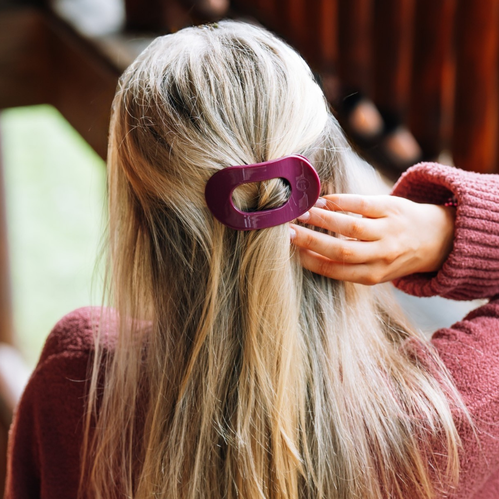 TELETIES - Mulberry Small Flat Round Hair Clip